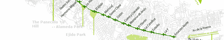 Trolebus Quito Map, center and north stations